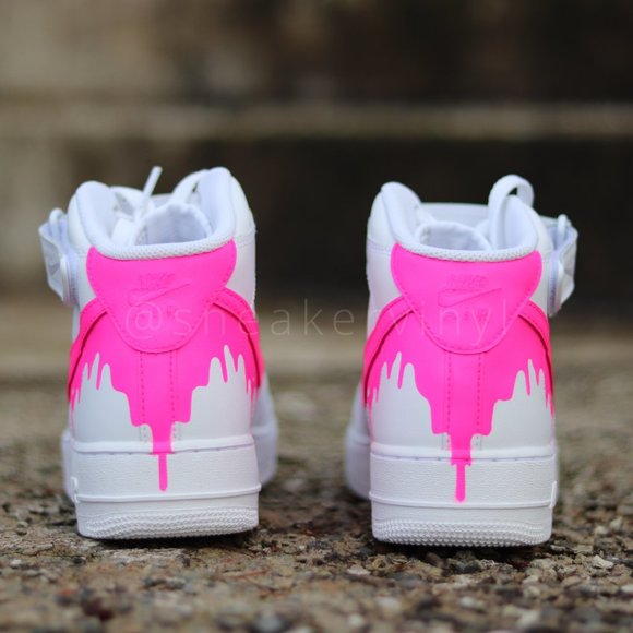 Nike Air Force 1 Mid Pink Paint drip "HOPE" Breast Cancer Awareness Cust… - Picture 5 of 9